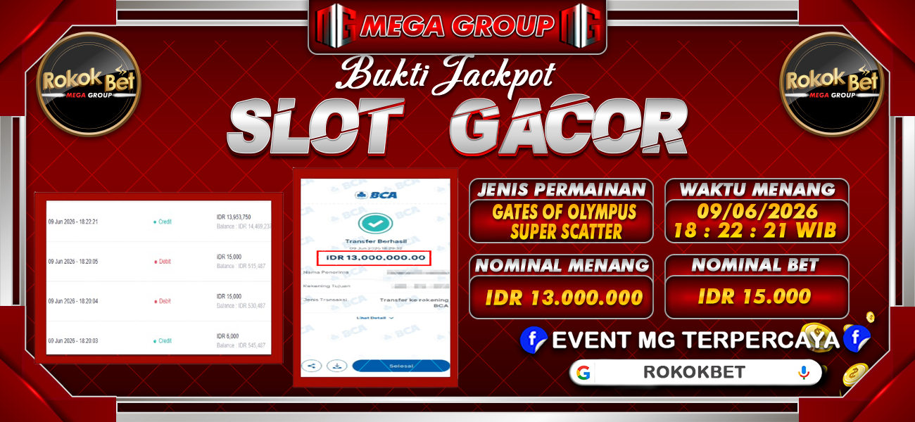 Bukti JP situs Rokokbet hari Selasa, 09 Juni 2026