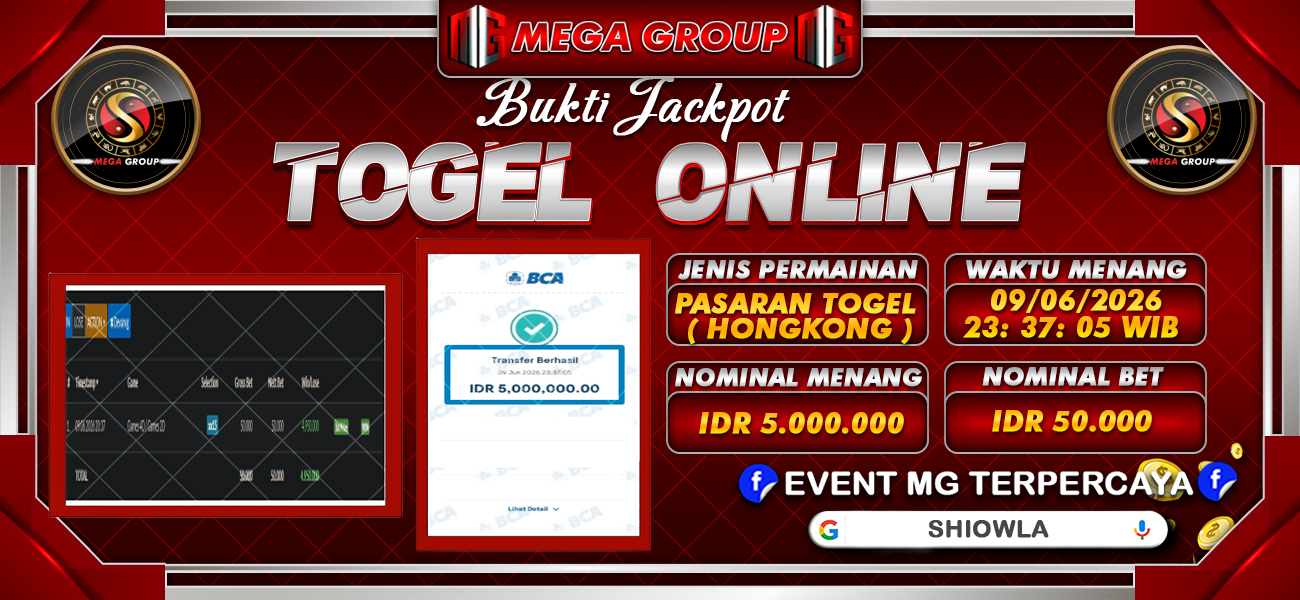 Bukti JP situs Shiowla hari Selasa, 09 Juni 2026